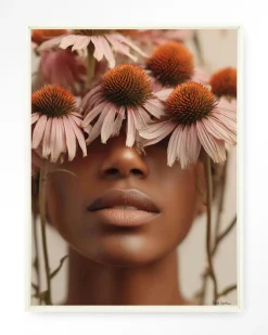 Urban Cotton Wandkleden|Wandkleed Coneflower in maat en frame naar keuze