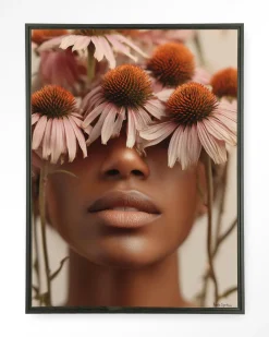 Urban Cotton Wandkleden|Wandkleed Coneflower in maat en frame naar keuze