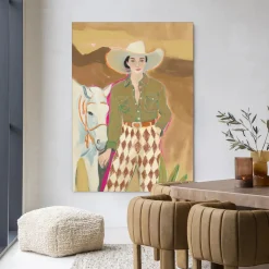 Urban Cotton Wandkleden|Wandkleed Cowgirl 3 in maat en frame naar keuze