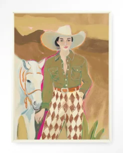 Urban Cotton Wandkleden|Wandkleed Cowgirl 3 in maat en frame naar keuze