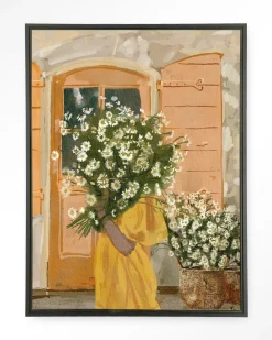 Urban Cotton Wandkleden|Wandkleed Daisy Lady in maat en frame naar keuze