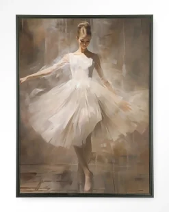Urban Cotton Wandkleden|Wandkleed Dancing Ballerina in maat en frame naar keuze
