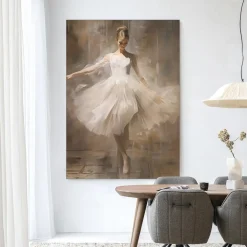 Urban Cotton Wandkleden|Wandkleed Dancing Ballerina in maat en frame naar keuze