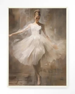 Urban Cotton Wandkleden|Wandkleed Dancing Ballerina in maat en frame naar keuze