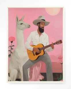 Urban Cotton Wandkleden|Wandkleed Delilah Lama in maat en frame naar keuze