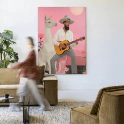 Urban Cotton Wandkleden|Wandkleed Delilah Lama in maat en frame naar keuze