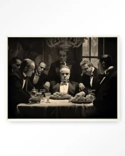 Urban Cotton Wandkleden|Wandkleed Dinner With Gangsters in maat en frame naar keuze