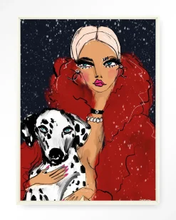 Urban Cotton Wandkleden|Wandkleed Dotted Doggy in maat en frame naar keuze