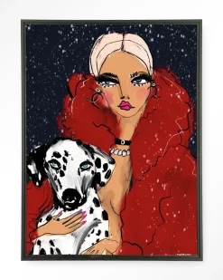 Urban Cotton Wandkleden|Wandkleed Dotted Doggy in maat en frame naar keuze