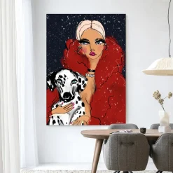 Urban Cotton Wandkleden|Wandkleed Dotted Doggy in maat en frame naar keuze