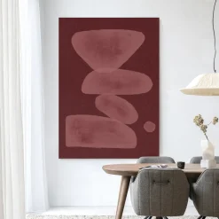 Urban Cotton Wandkleden|Wandkleed Elementa Burgundy 1 in maat en frame naar keuze