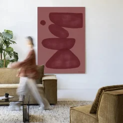 Urban Cotton Wandkleden|Wandkleed Elementa Burgundy 2 in maat en frame naar keuze