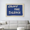 Urban Cotton Wandkleden|Wandkleed Enjoy The Silence Blue in maat en frame naar keuze