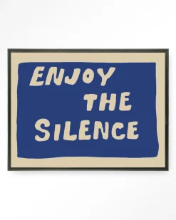 Urban Cotton Wandkleden|Wandkleed Enjoy The Silence Blue in maat en frame naar keuze
