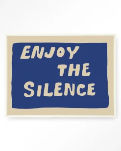 Urban Cotton Wandkleden|Wandkleed Enjoy The Silence Blue in maat en frame naar keuze