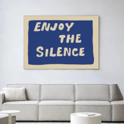 Urban Cotton Wandkleden|Wandkleed Enjoy The Silence Blue in maat en frame naar keuze