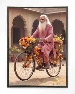 Urban Cotton Wandkleden|Wandkleed Flower Bike in maat en frame naar keuze