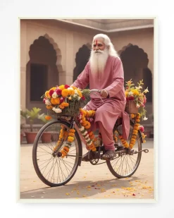 Urban Cotton Wandkleden|Wandkleed Flower Bike in maat en frame naar keuze