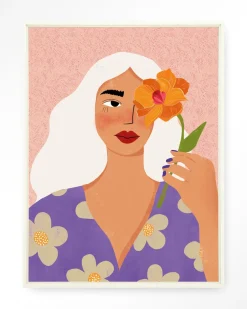 Urban Cotton Wandkleden|Wandkleed Flower Girly in maat en frame naar keuze