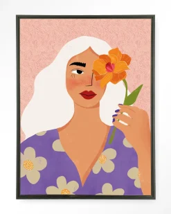 Urban Cotton Wandkleden|Wandkleed Flower Girly in maat en frame naar keuze