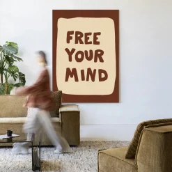 Urban Cotton Wandkleden|Wandkleed Free Your Mind in maat en frame naar keuze