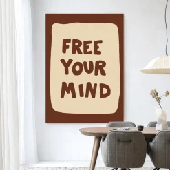 Urban Cotton Wandkleden|Wandkleed Free Your Mind in maat en frame naar keuze