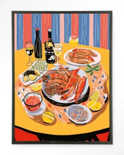 Urban Cotton Wandkleden|Wandkleed Fruits De Mer in maat en frame naar keuze