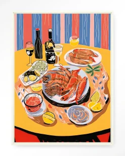 Urban Cotton Wandkleden|Wandkleed Fruits De Mer in maat en frame naar keuze