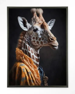 Urban Cotton Wandkleden|Wandkleed Giraffe in maat en frame naar keuze