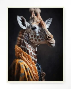 Urban Cotton Wandkleden|Wandkleed Giraffe in maat en frame naar keuze
