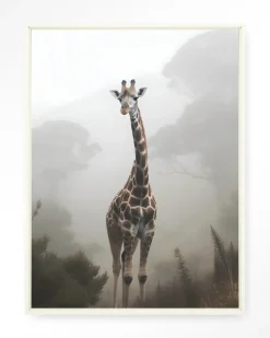 Urban Cotton Wandkleden|Wandkleed Giraffe Mist in maat en frame naar keuze