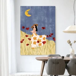 Urban Cotton Wandkleden|Wandkleed Girl In A Poppyfield in maat en frame naar keuze