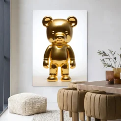 Urban Cotton Wandkleden|Wandkleed Golden Teddybear in maat en frame naar keuze