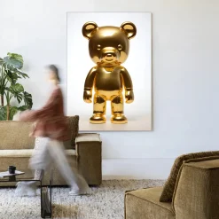 Urban Cotton Wandkleden|Wandkleed Golden Teddybear in maat en frame naar keuze