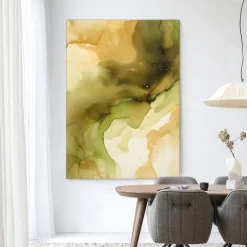 Urban Cotton Wandkleden|Wandkleed Green Flow in maat en frame naar keuze