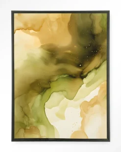 Urban Cotton Wandkleden|Wandkleed Green Flow in maat en frame naar keuze