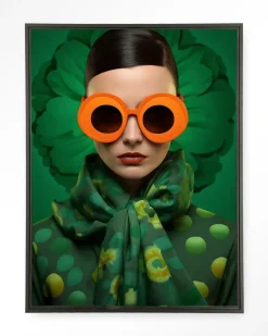 Urban Cotton Wandkleden|Wandkleed Green Flower in maat en frame naar keuze