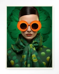 Urban Cotton Wandkleden|Wandkleed Green Flower in maat en frame naar keuze