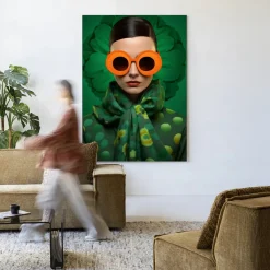 Urban Cotton Wandkleden|Wandkleed Green Flower in maat en frame naar keuze