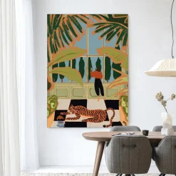 Urban Cotton Wandkleden|Wandkleed Green House in maat en frame naar keuze