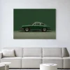 Urban Cotton Wandkleden|Wandkleed Green Porsche in maat en frame naar keuze