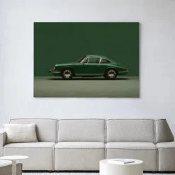Urban Cotton Wandkleden|Wandkleed Green Porsche in maat en frame naar keuze