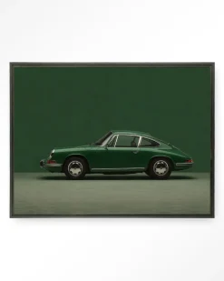 Urban Cotton Wandkleden|Wandkleed Green Porsche in maat en frame naar keuze