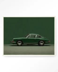 Urban Cotton Wandkleden|Wandkleed Green Porsche in maat en frame naar keuze