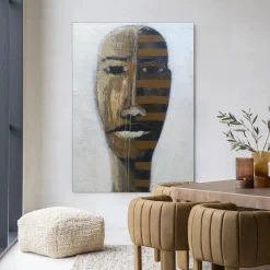 Urban Cotton Wandkleden|Wandkleed Head 1 in maat en frame naar keuze