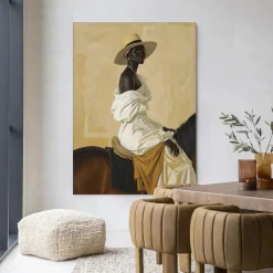 Urban Cotton Wandkleden|Wandkleed Horseriding Lady in maat en frame naar keuze