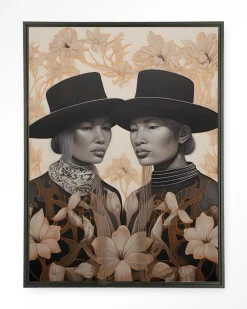 Urban Cotton Wandkleden|Wandkleed Lady Garden in maat en frame naar keuze