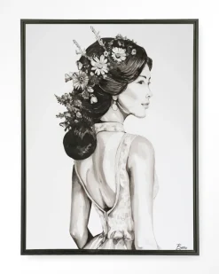 Urban Cotton Wandkleden|Wandkleed Lady With Blossom in maat en frame naar keuze