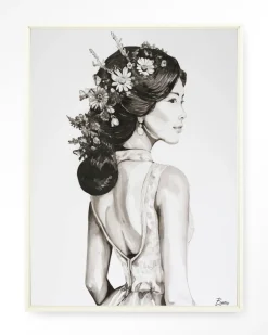 Urban Cotton Wandkleden|Wandkleed Lady With Blossom in maat en frame naar keuze