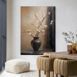 Urban Cotton Wandkleden|Wandkleed Light Blossom Vase in maat en frame naar keuze